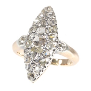 Antique boat shaped diamond engagement ring